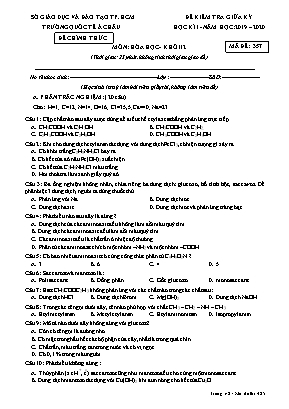 Đề kiểm tra giữa học kỳ I môn Hóa học Lớp 12 - Mã đề 485 - Năm học 2019-2020 - Trường quốc tế Á Châu